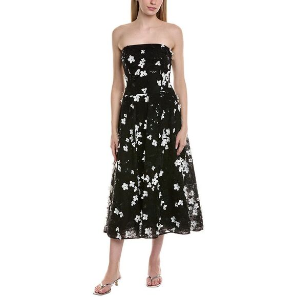 Teri Jon By Rickie Freeman WomensSleeveless Midi Dress Black